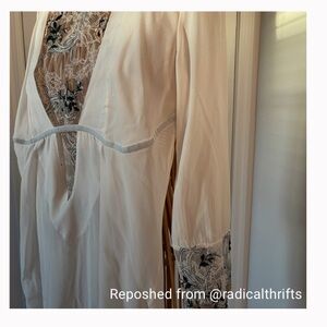 La Perla Charmeuse Silk Champagne Satin Shaw Cardigan Cape Robe MSRP 1044